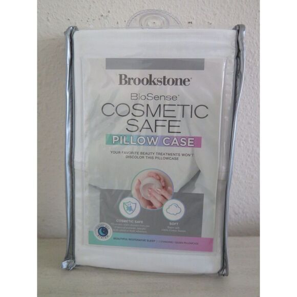 Brookstone BioSense Cosmetic Safe Standard/Queen Size White Pillowcase - Picture 1 of 4